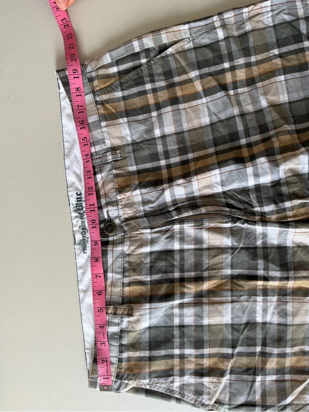 Vintage cotton PRONTO UOMO BLUE Plaid Flat Front Shorts